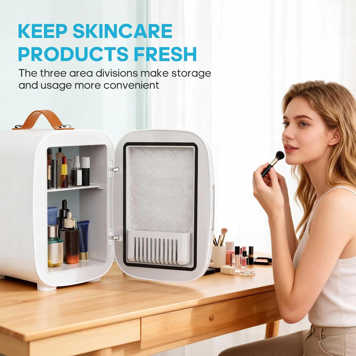 DUMOS Mini refrigerador para dormitorio, refrigerador personal comp...