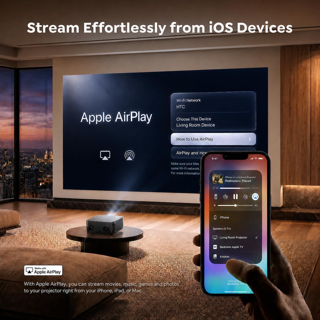 Proyector para exteriores 4K [VIDAA Live TV\/40W Dolby\/920 ISO] co...