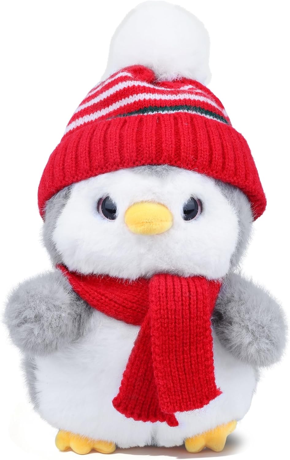 Animal de peluche de pingüino, peluche de pingüino con gorro de pun...