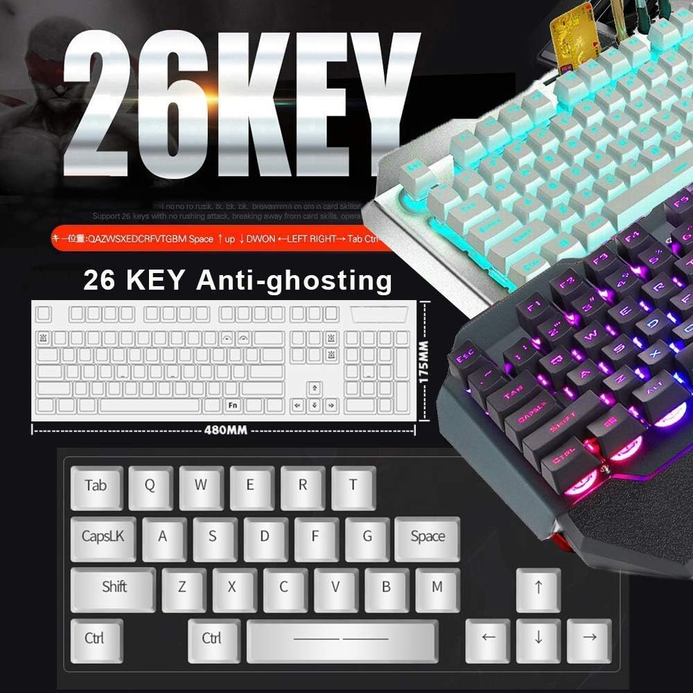 Teclado y ratón inalámbricos, teclado recargable con retroiluminaci...