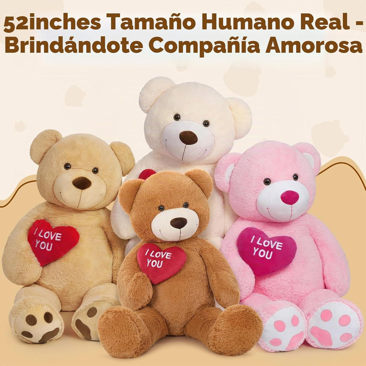 MaoGoLan Oso de peluche grande de 4.3 pies, peluche gigante de cora...