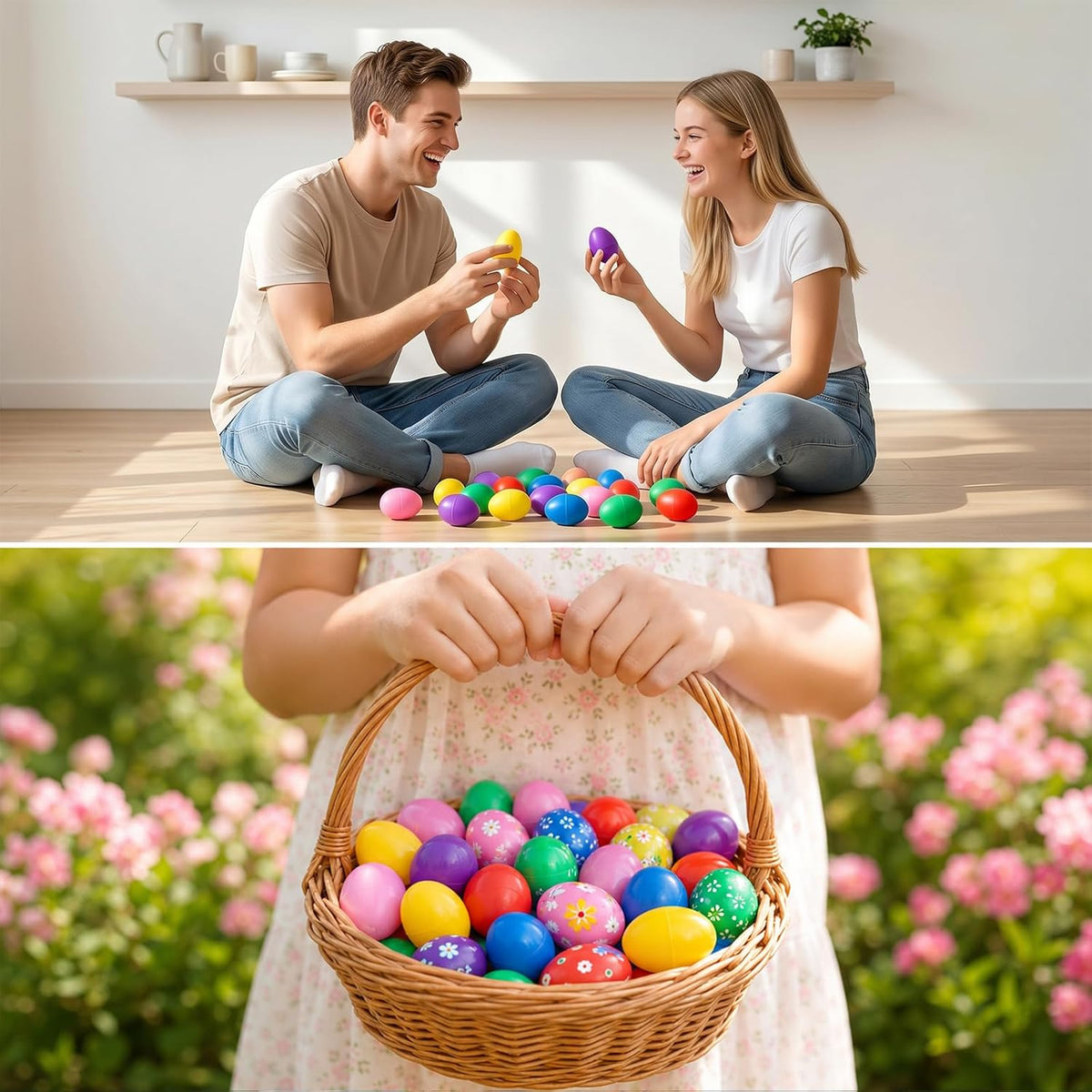 Foraineam 60 piezas de plástico para huevos - coloridos huevos de P...