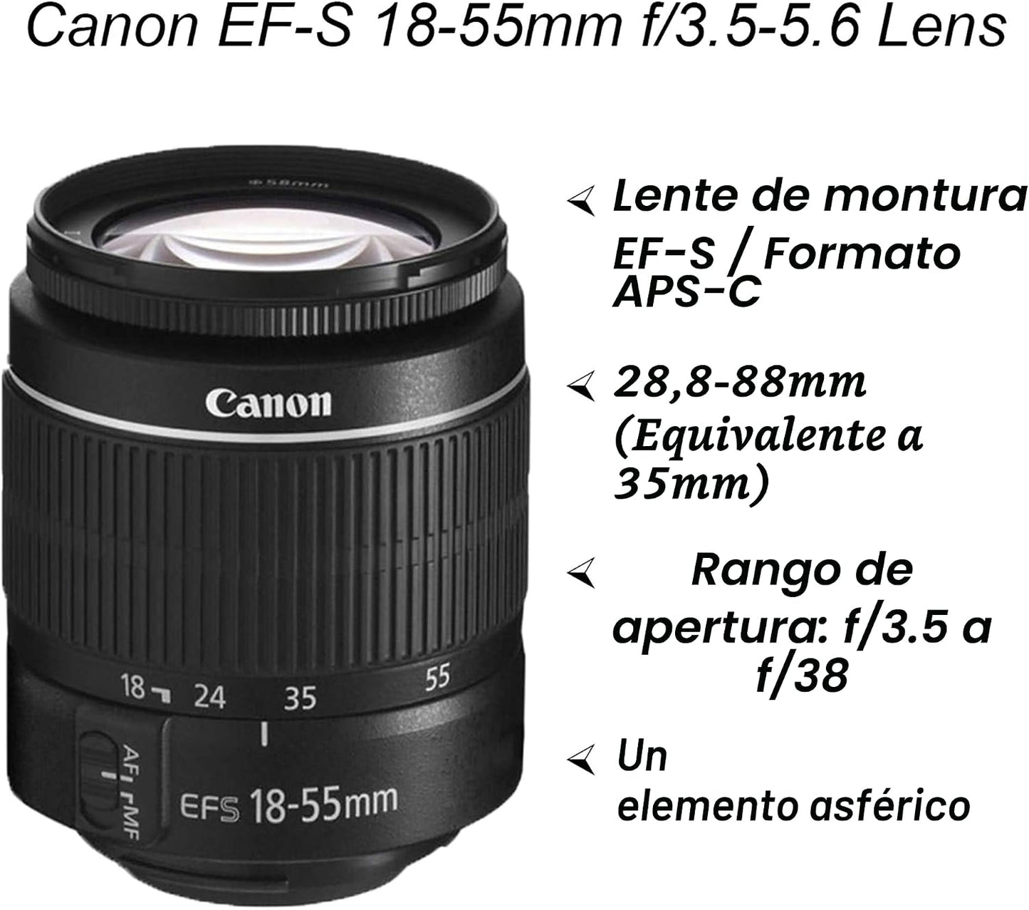 Canon Cámara DSLR EOS 2000D \/ Rebel T7 con EF-S 0.709-2.165 in + l...
