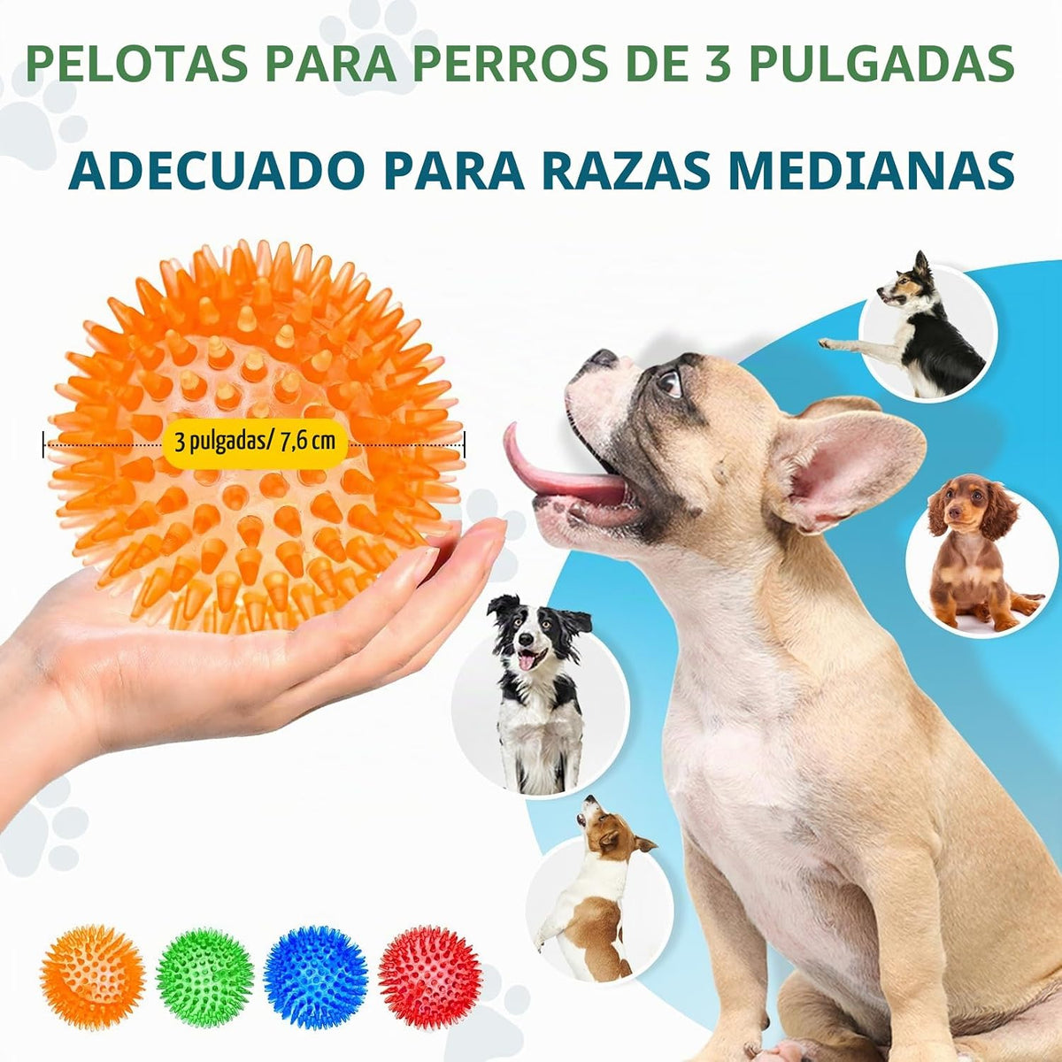 SHARLOVY Pelotas Chirriantes de 3'' para Perros Pequeños, P...