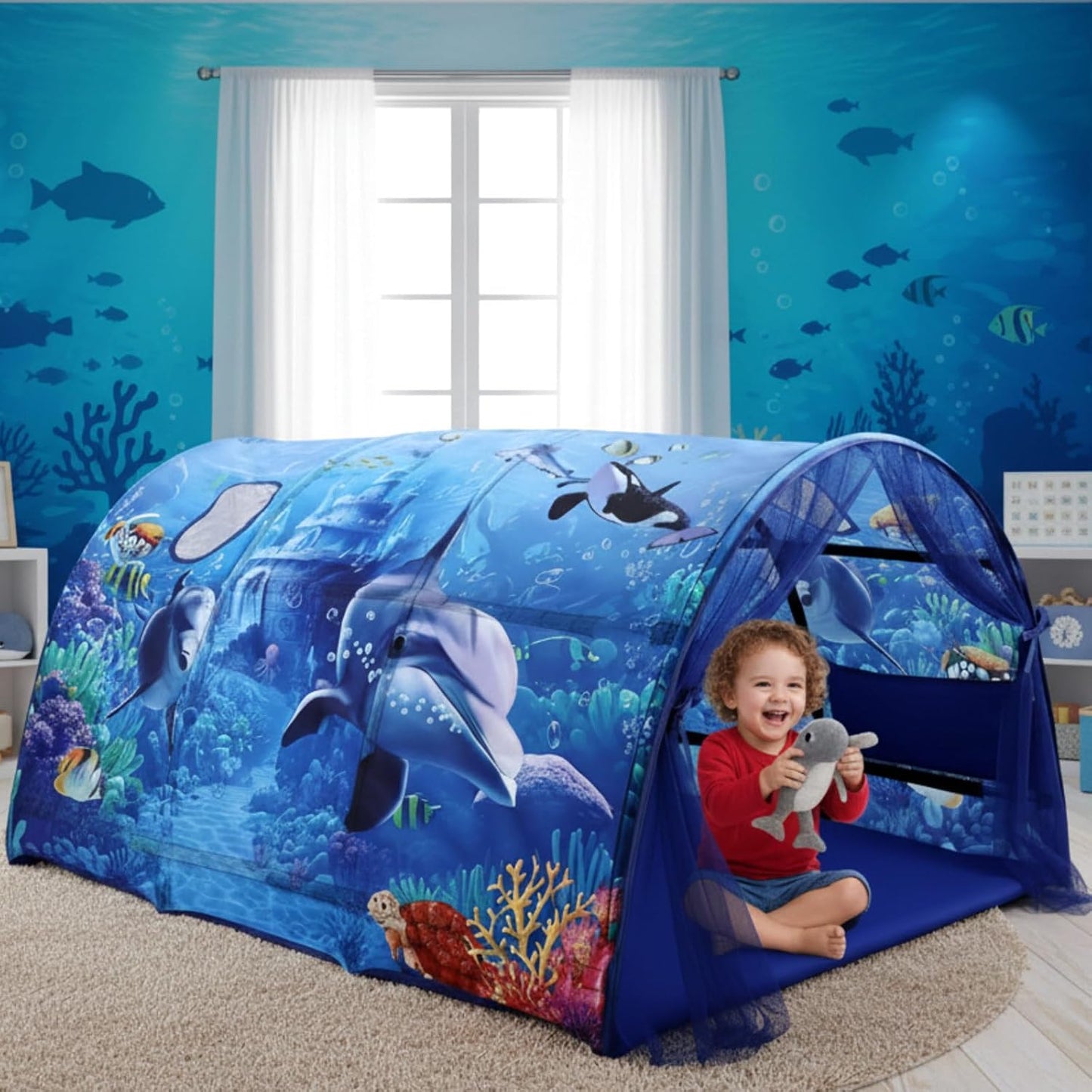 Wowangce Tienda de campaña Ocean Bed para niños, tienda grande para...