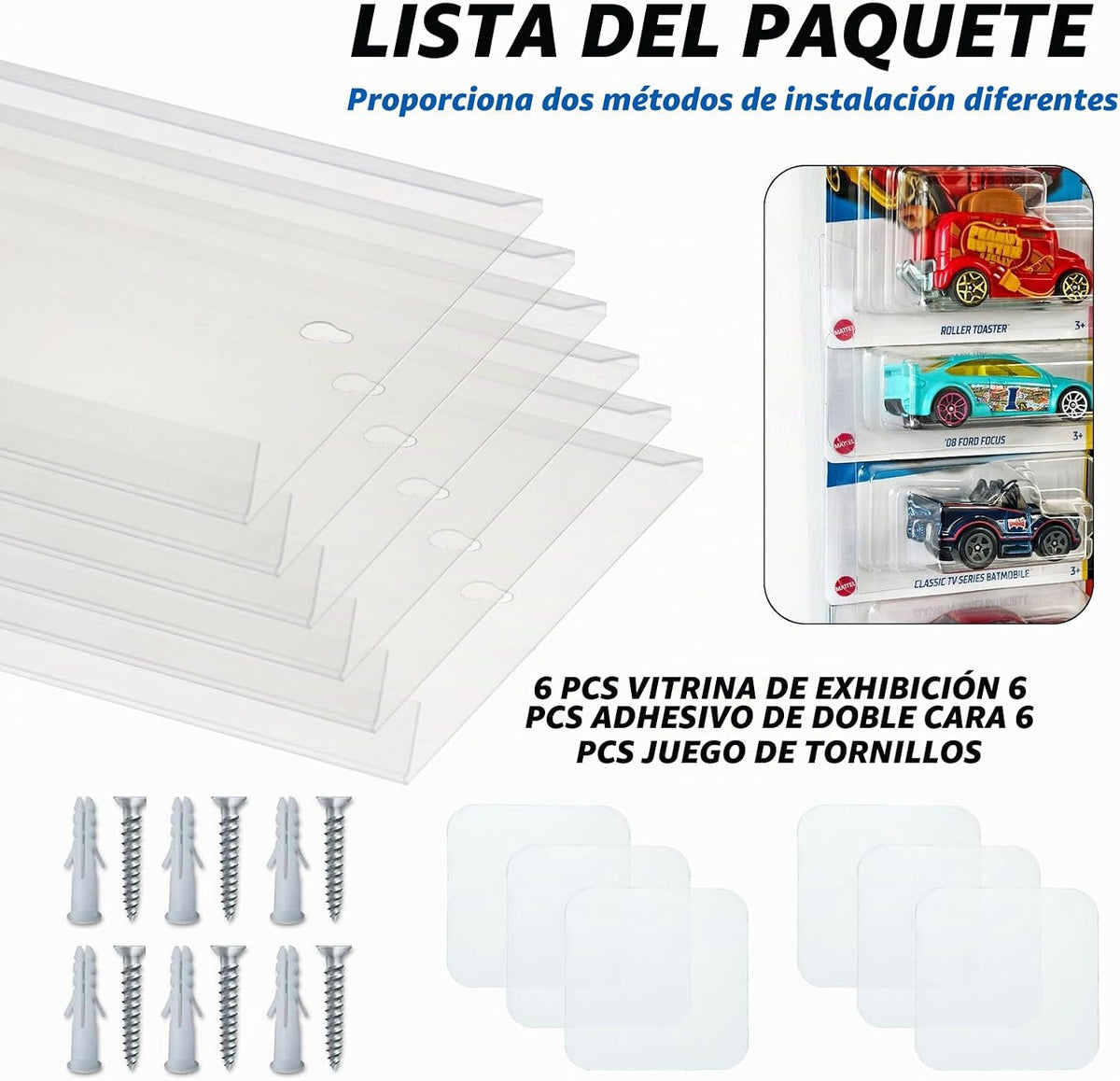 Paquete de 12 Estuches de Exhibición Transparentes para Autos de Mo...