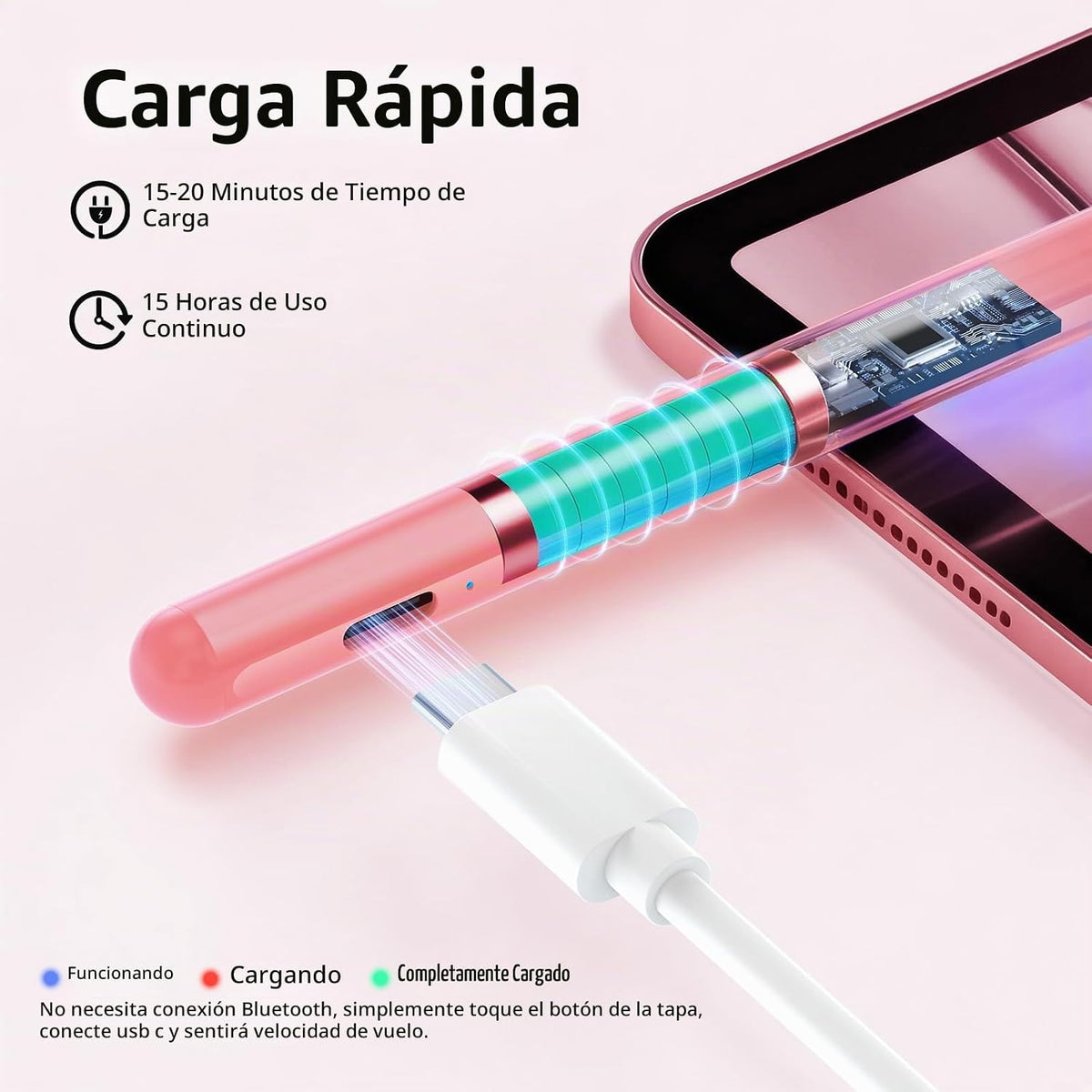 Lápiz óptico para iPad 6-11ª generación 2X carga rápida, rechazo de...