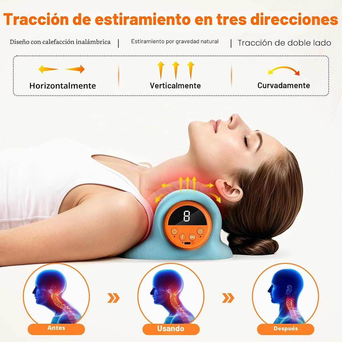 Masajeador de cuello inalámbrico con calor para aliviar el dolor de...