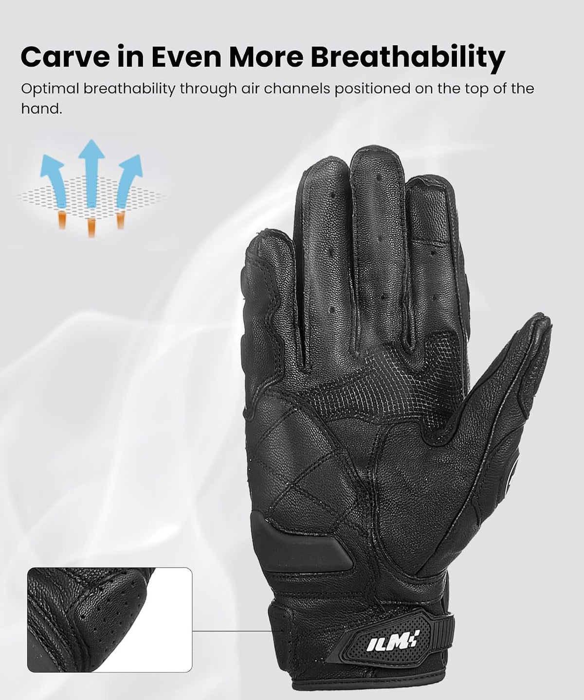 ILM guantes de motocicleta de cuero que permiten la circulación de...