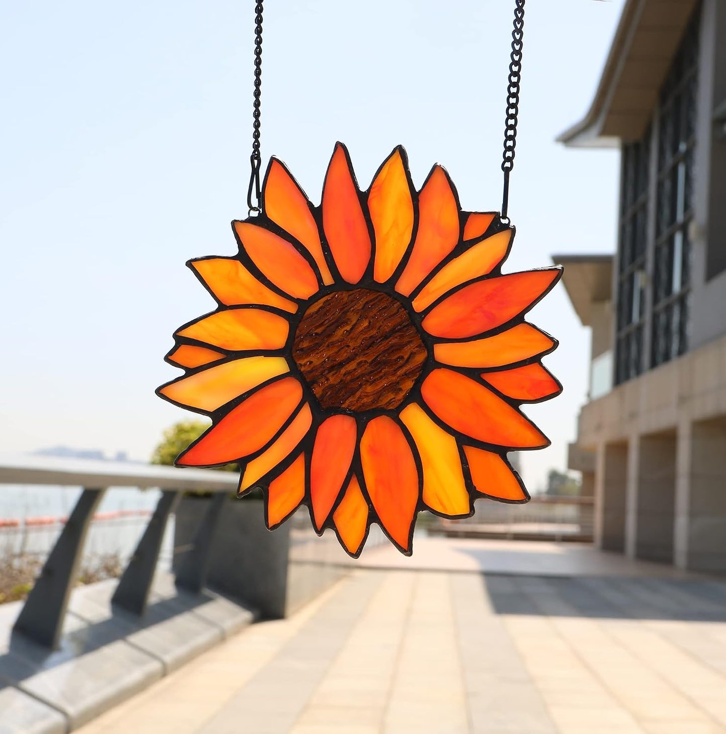 HAOSUM Atrapasoles de Girasoles en Vidrio Pintado para Colgar en Ve...