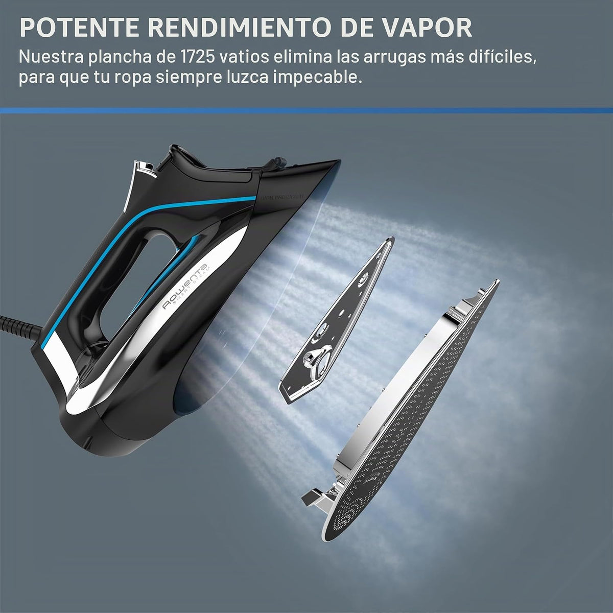 Rowenta, Plancha de vapor de acero inoxidable Smart Temp para ropa,...