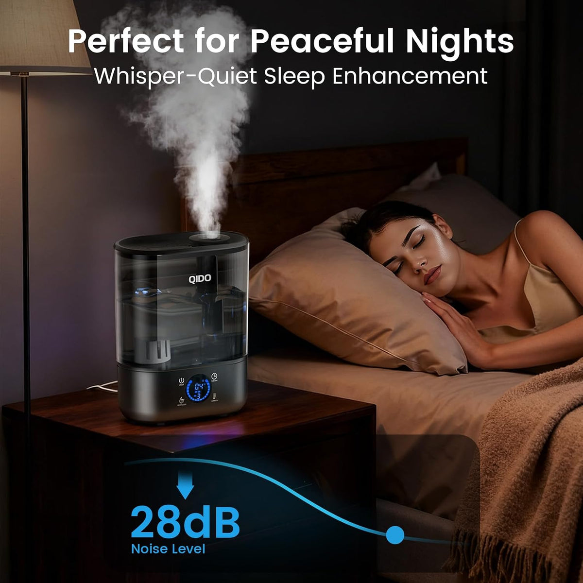 COMHOMA Humidificadores de llenado superior para dormitorio, tanque...