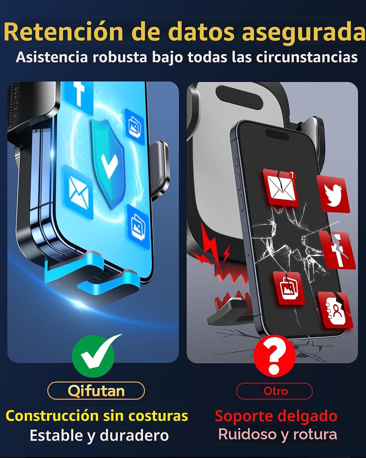 Qifutan Soporte de teléfono para el salpicadero para el parabrisas...