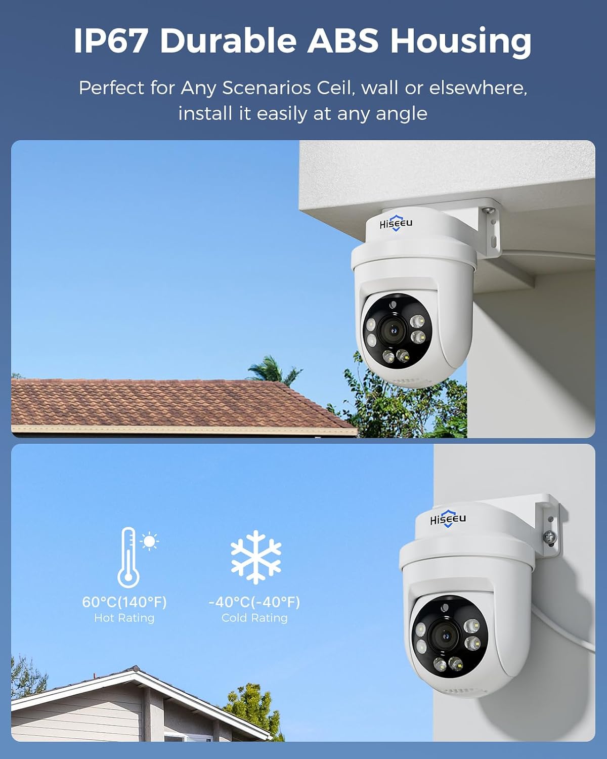 Hiseeu 360 ° View PTZ Sistema de cámara de seguridad con cable, 4ch...