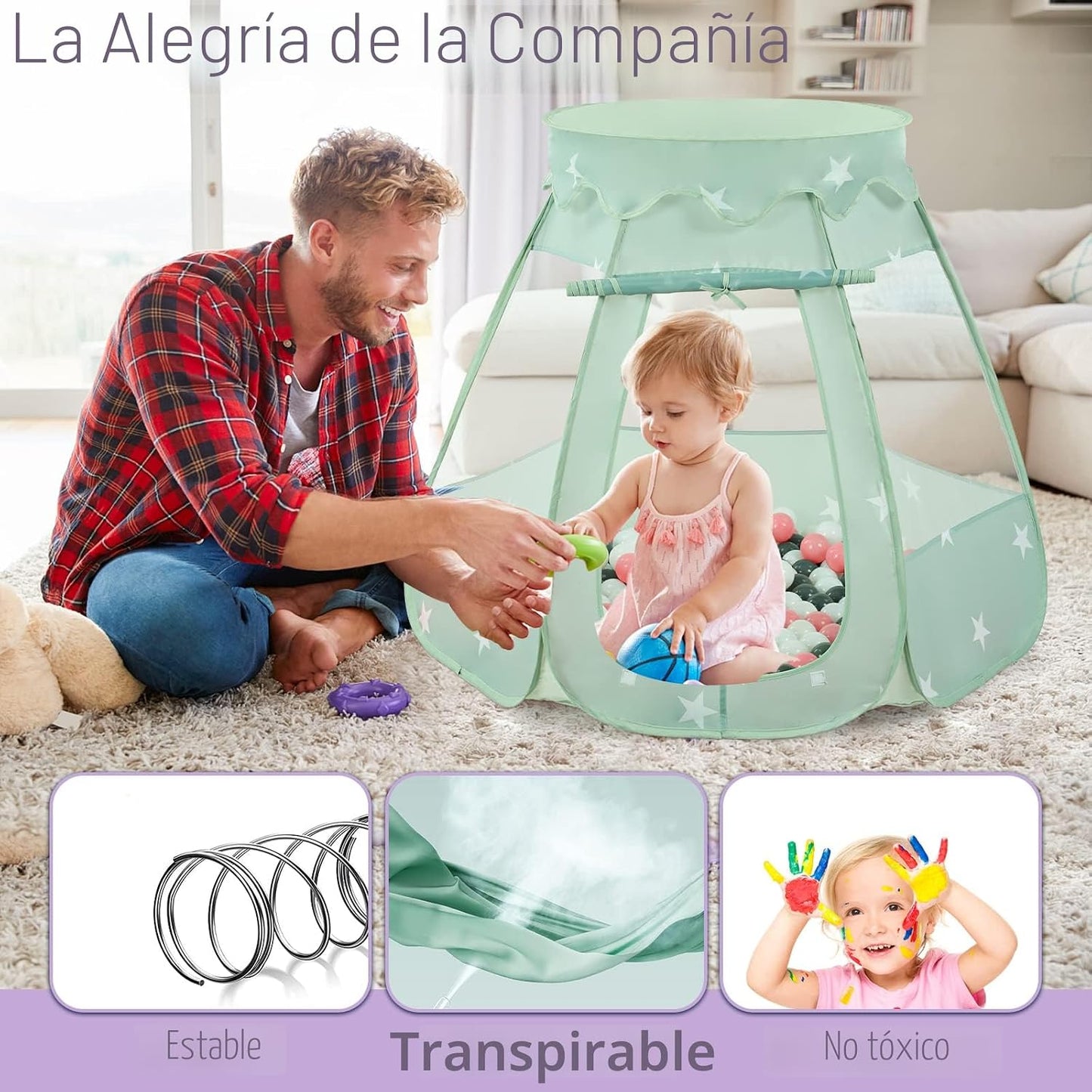 Wilhunter - Alberca de pelotas para niños pequeños con 150 pelotas,...