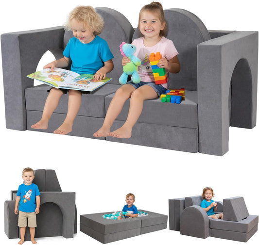 Fvkind Sofá modular de juegos para niños, 10 piezas para niños pequ...
