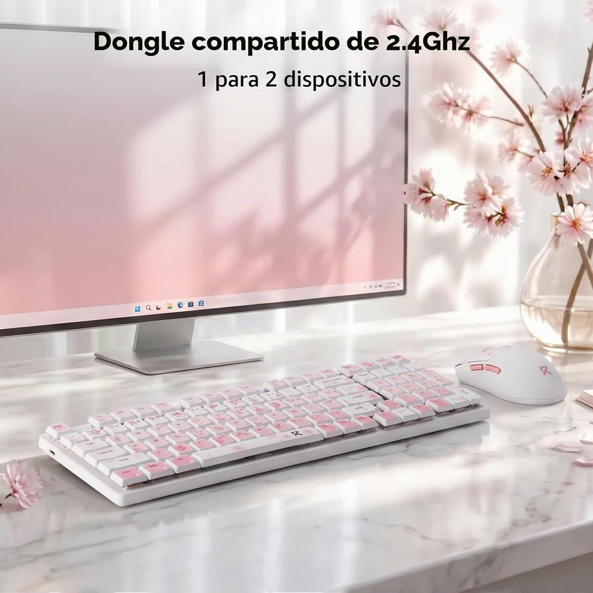 Redragon BS 7552 Combo de teclado y mouse inalámbricos, interruptor...