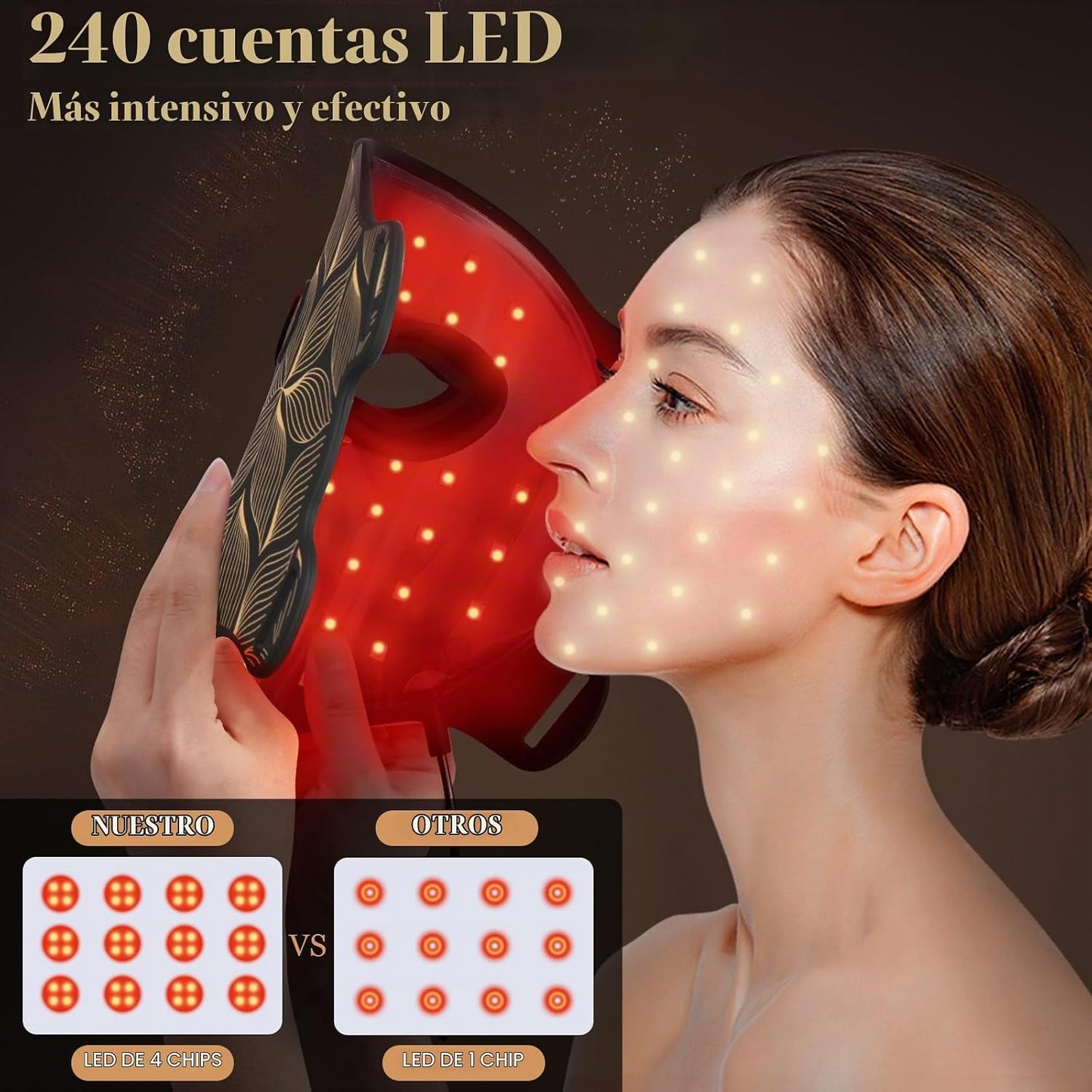 biuufish Terapia de luz roja para la cara, mascarilla de 8 colores...