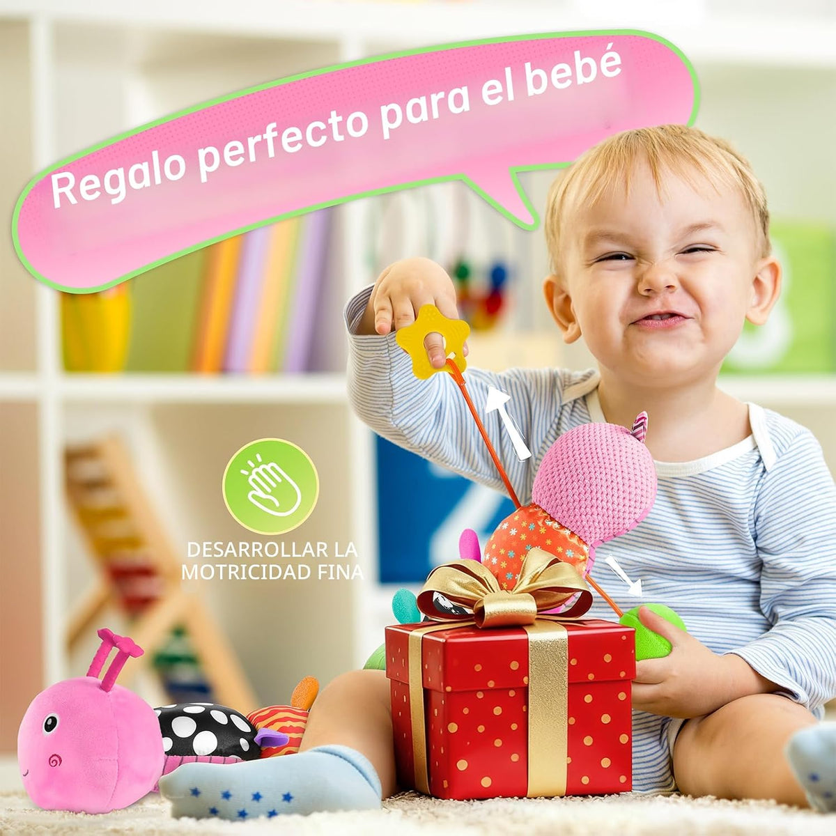 Juguetes para bebés sensoriales musicales de animales de peluche pa...