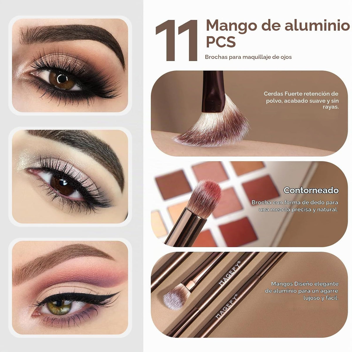 MAGEFY Juego de brochas de maquillaje profesionales 26 en 20 brocha...