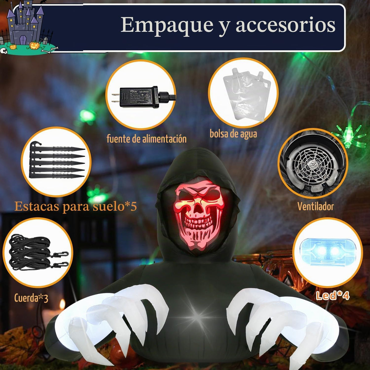Inflables de 8 pies de ancho para decoración de Halloween al aire l...