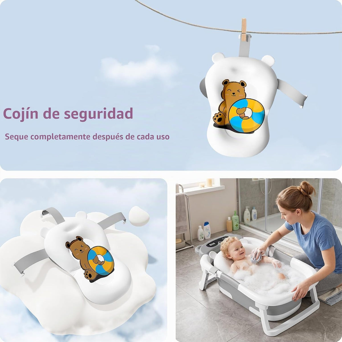 Kerbwry Bañera plegable para bebés recién nacidos y niños pequeños...