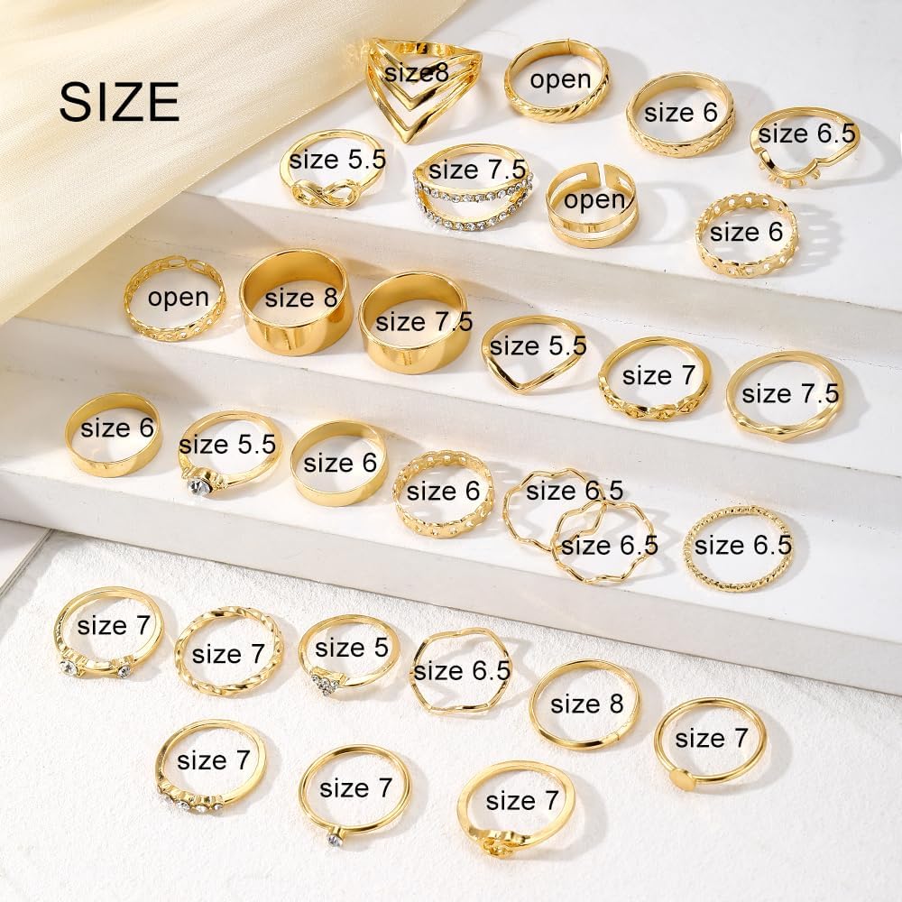 KISS WIFE Anillos apilables de oro para mujer, delicado juego de an...