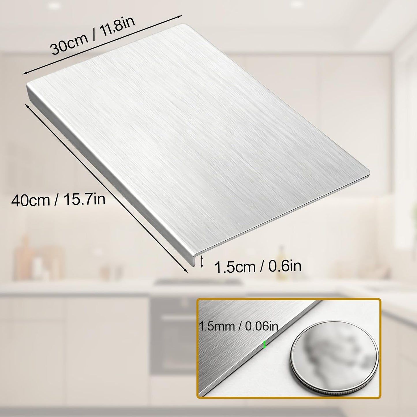 Tabla de cortar de acero inoxidable 304 para cocina, apta para lava...
