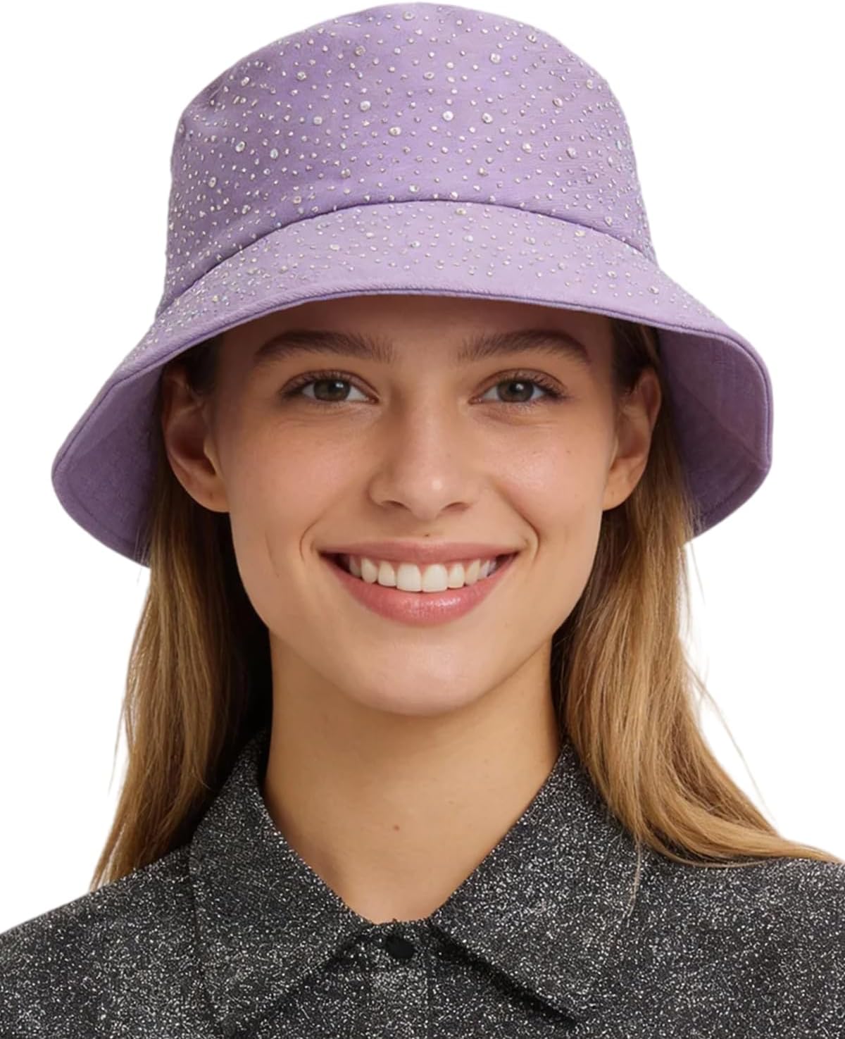 BOLLEY JOSS Sombrero de cubo brillante para mujer, sombrero de sol...