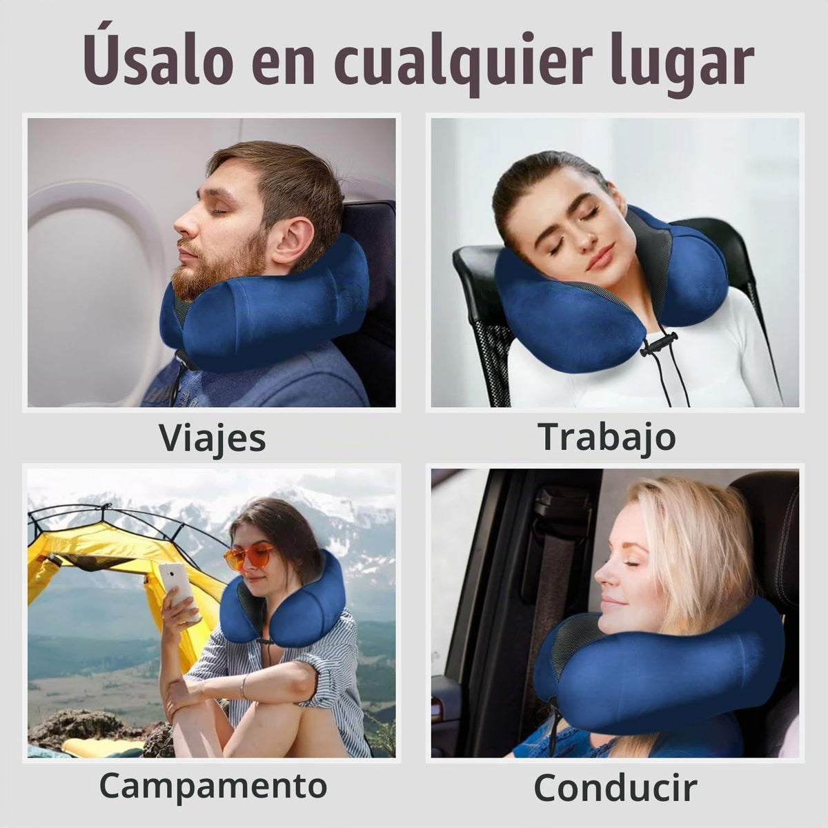 Almohada de viaje, almohada de cuello de espuma viscoelástica para...
