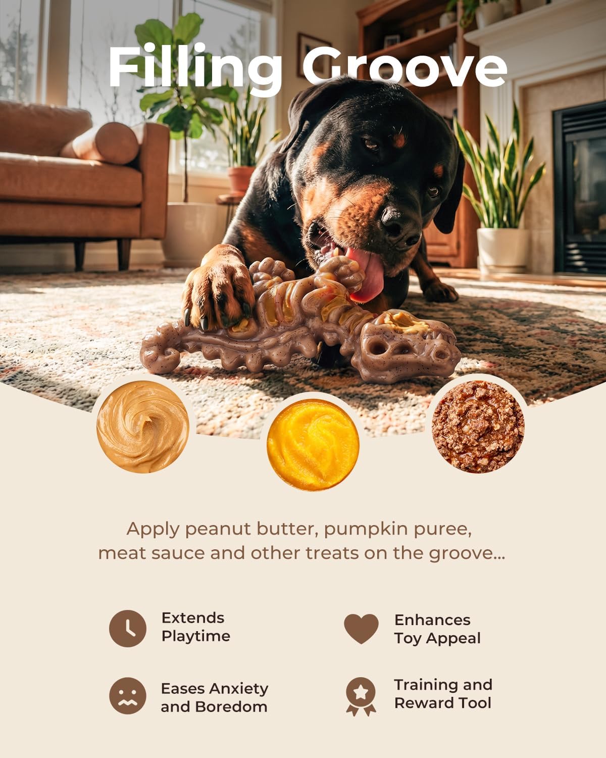 DinoBone Paquete de 2 juguetes masticables para perros resistentes...