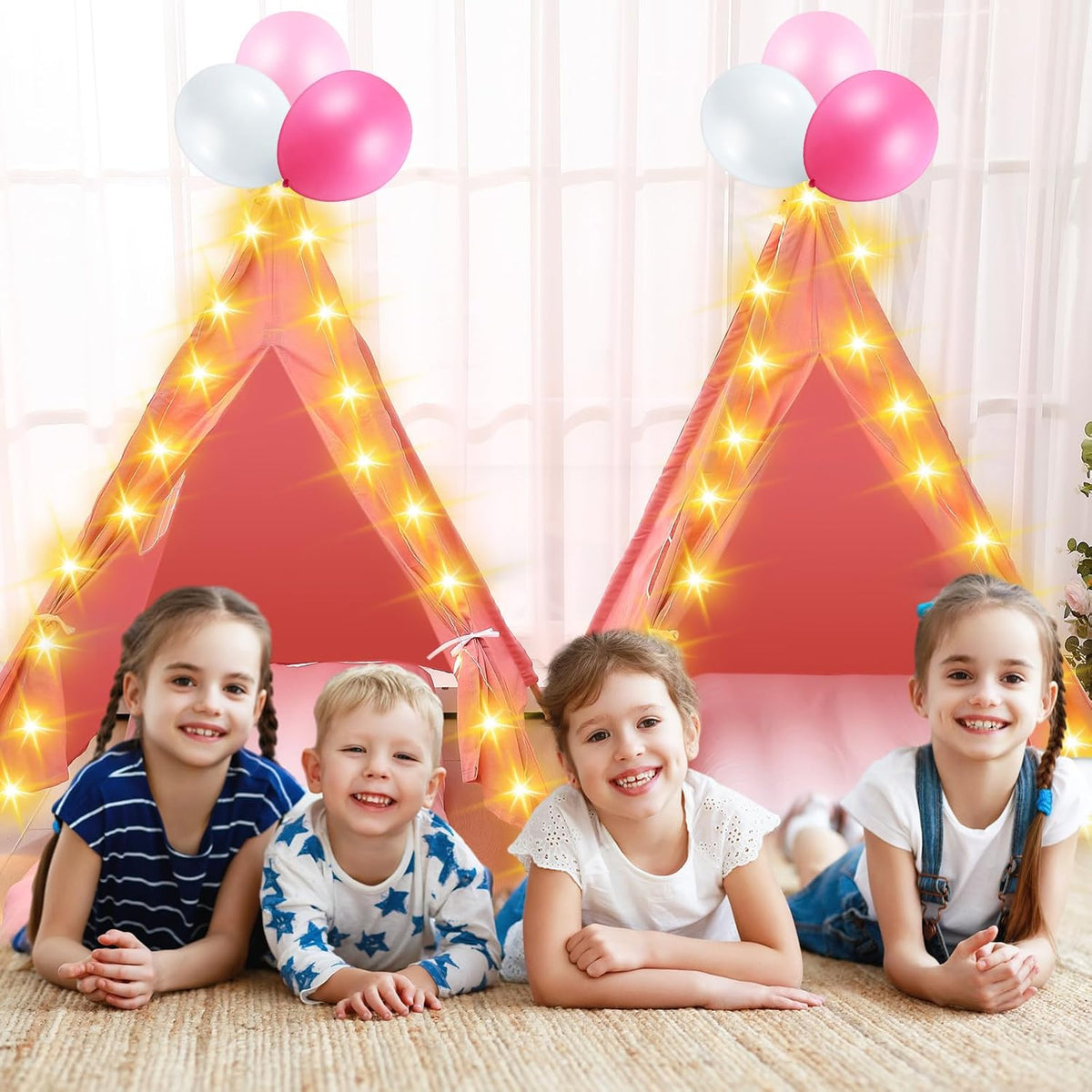 Windyun Paquete de 6 Carpas Tipi para Niños para Fiesta de Pijamas,...