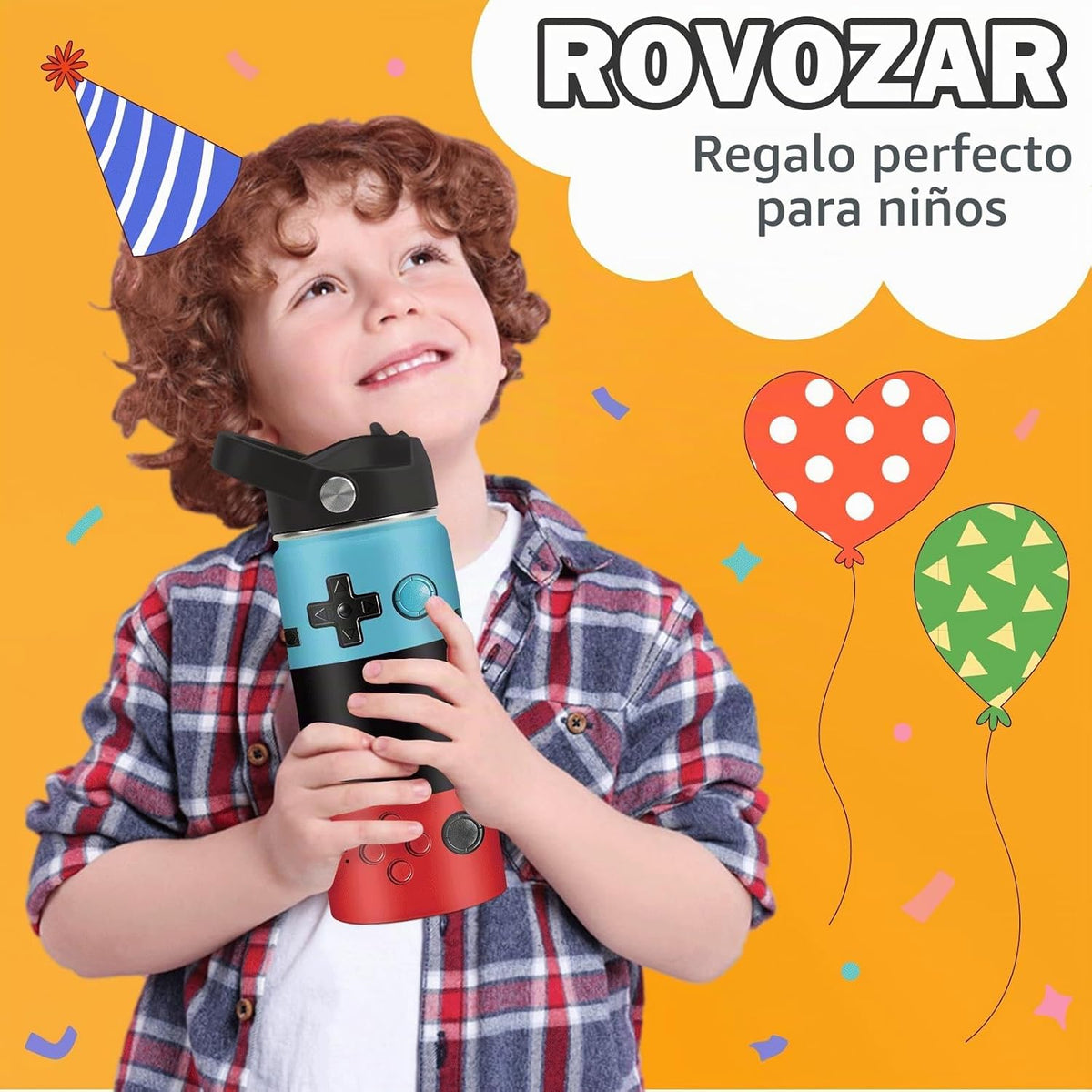 Regalos de videojuegos para niños, botella de agua de 16 onzas con...