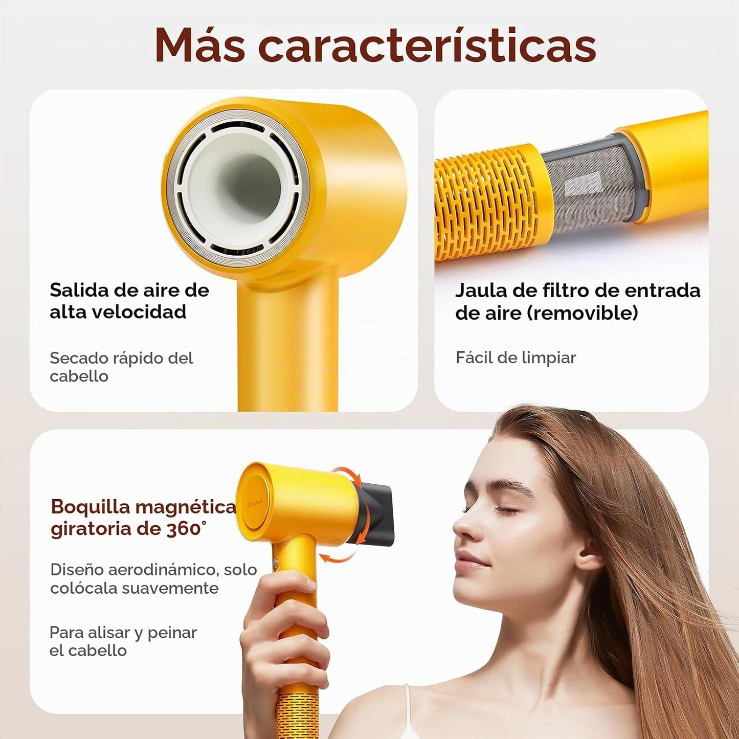 Rizzdeek Secador de soplado 500 millones 1627 W Ion Secador de pelo...