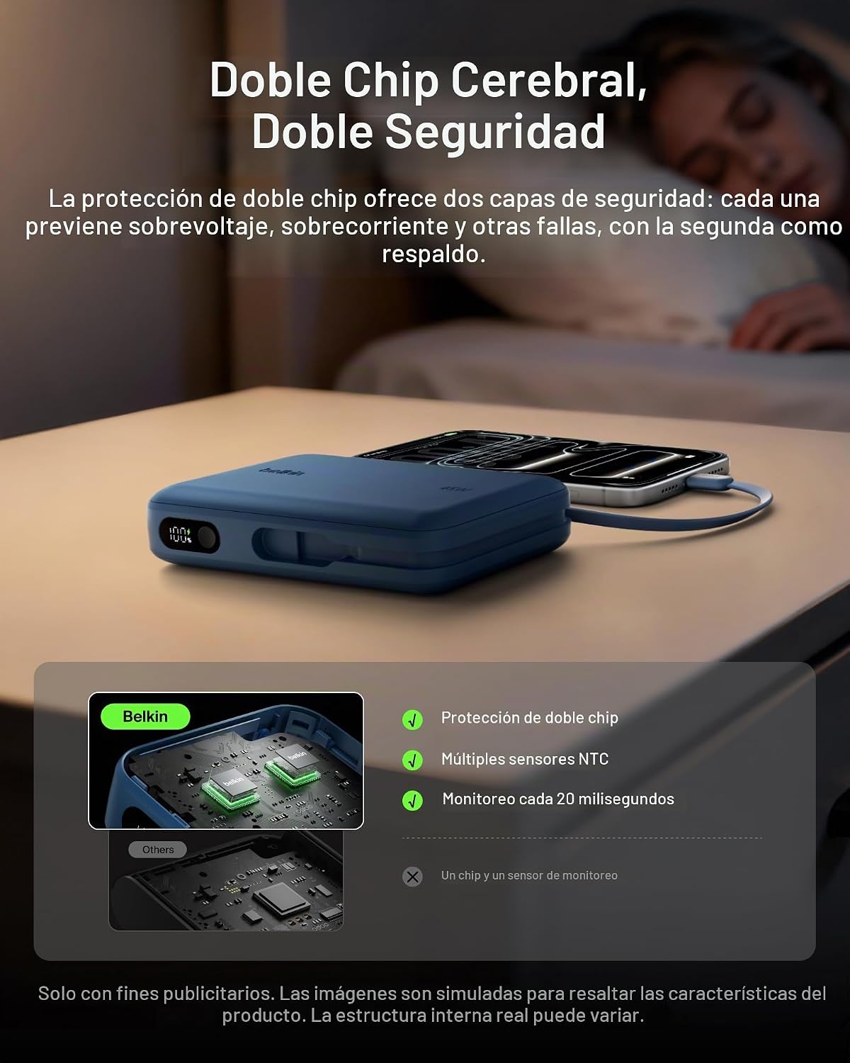 Belkin 20000mAh 45W Cargador portátil Power Bank con cable USB C in...
