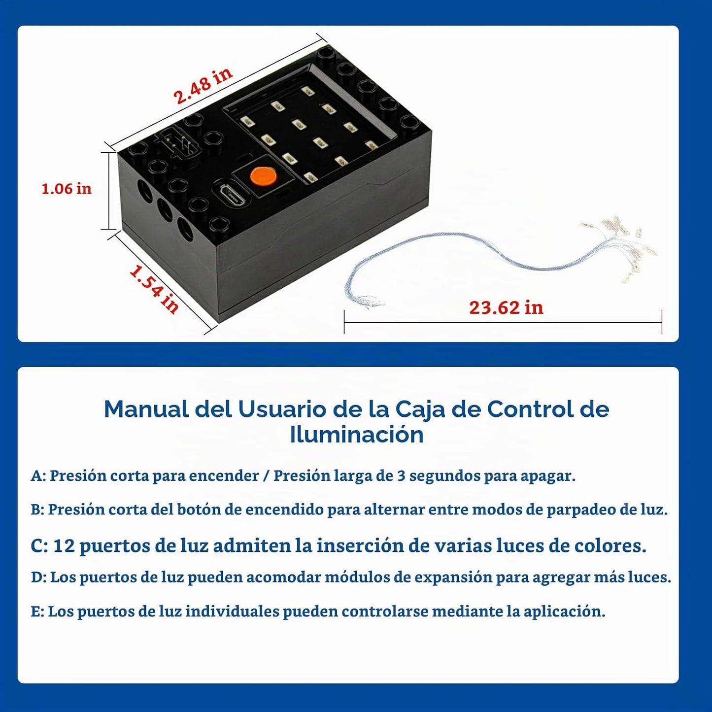 Kit de Luz de Bloque de Construcción Multifunción, 12 piezas, 1 x 3...