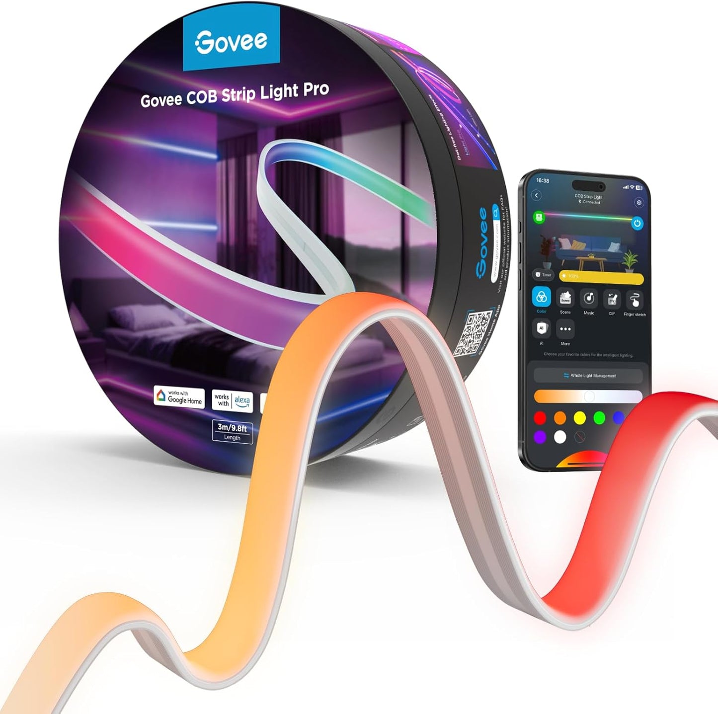 Govee COB - Tira de luz LED Pro, luces LED para dormitorio, compati...