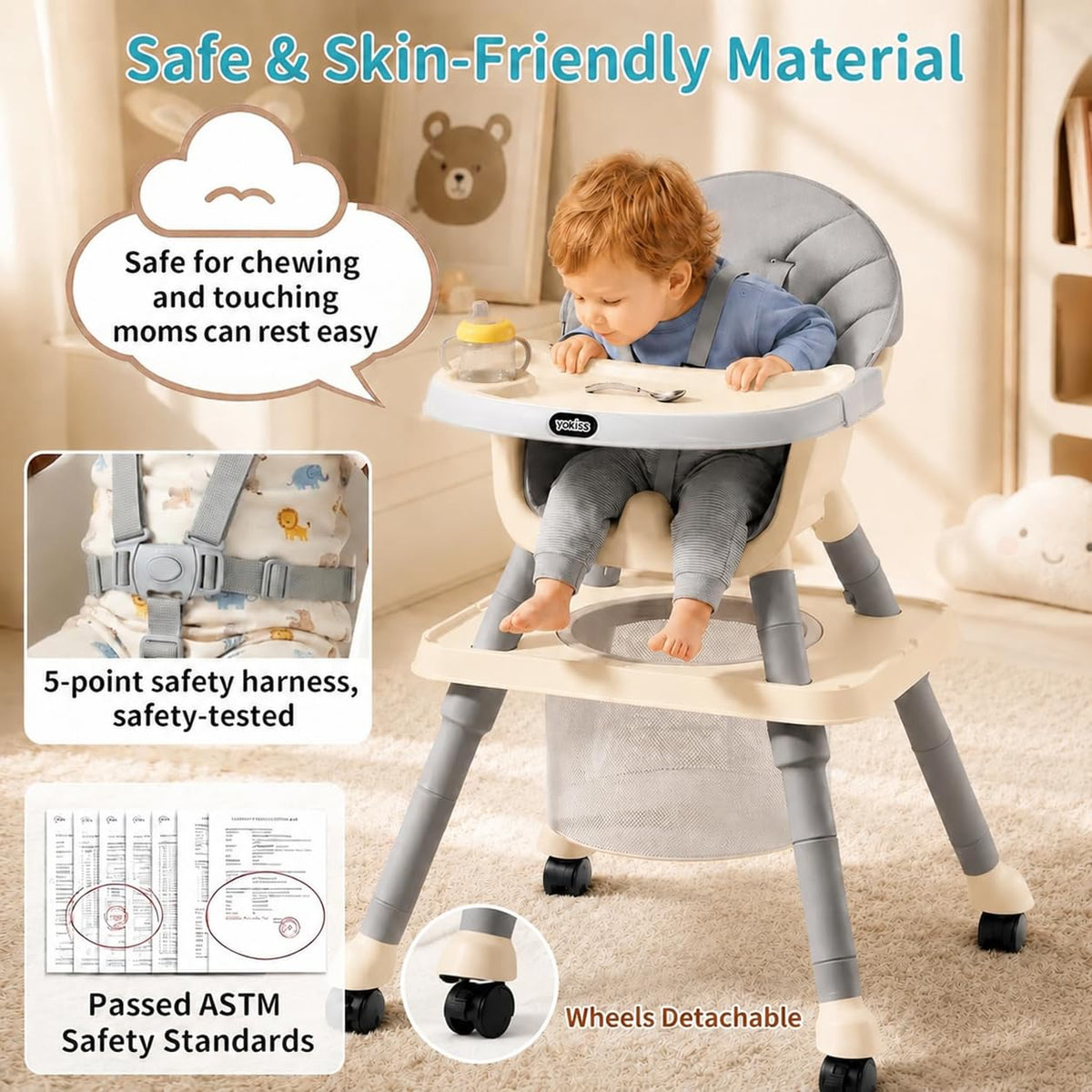 Silla alta 9 en 1 para bebés y niños pequeños con mesa de bloques d...