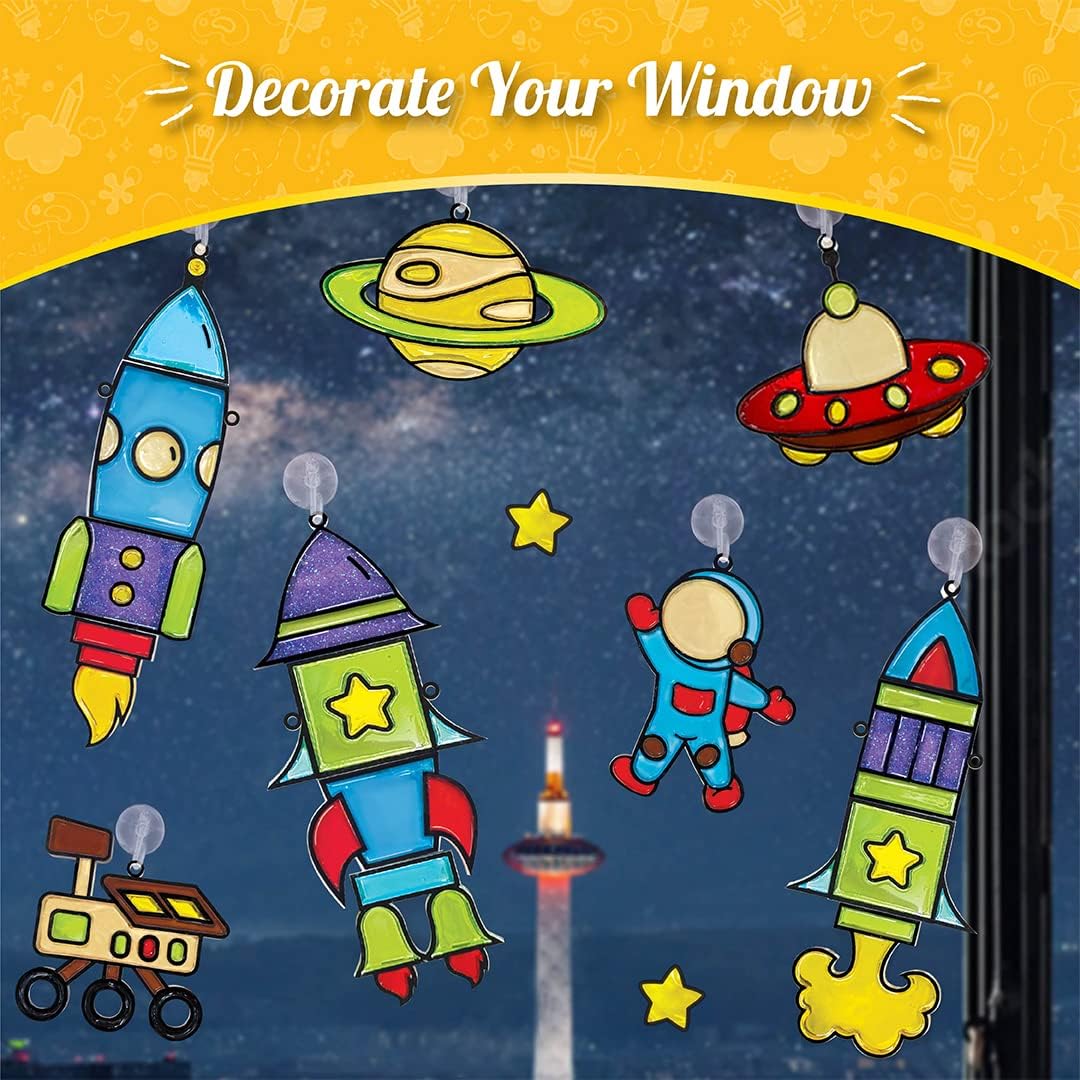 Imagimake Arte de ventana - Rocket, kit de atrapasoles de 16 piezas...