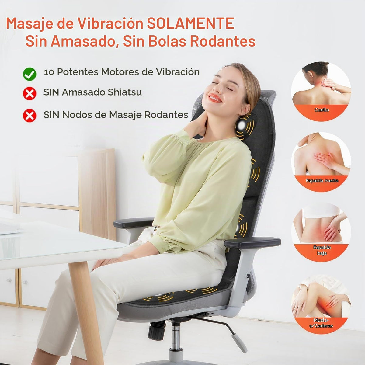 COMFIER Cojín de asiento de masaje con calor, 10 motores de vibraci...