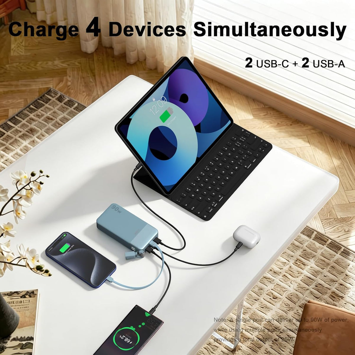 JUOVI Banco de energía de alta velocidad de 90 W de 20000 mAh con c...