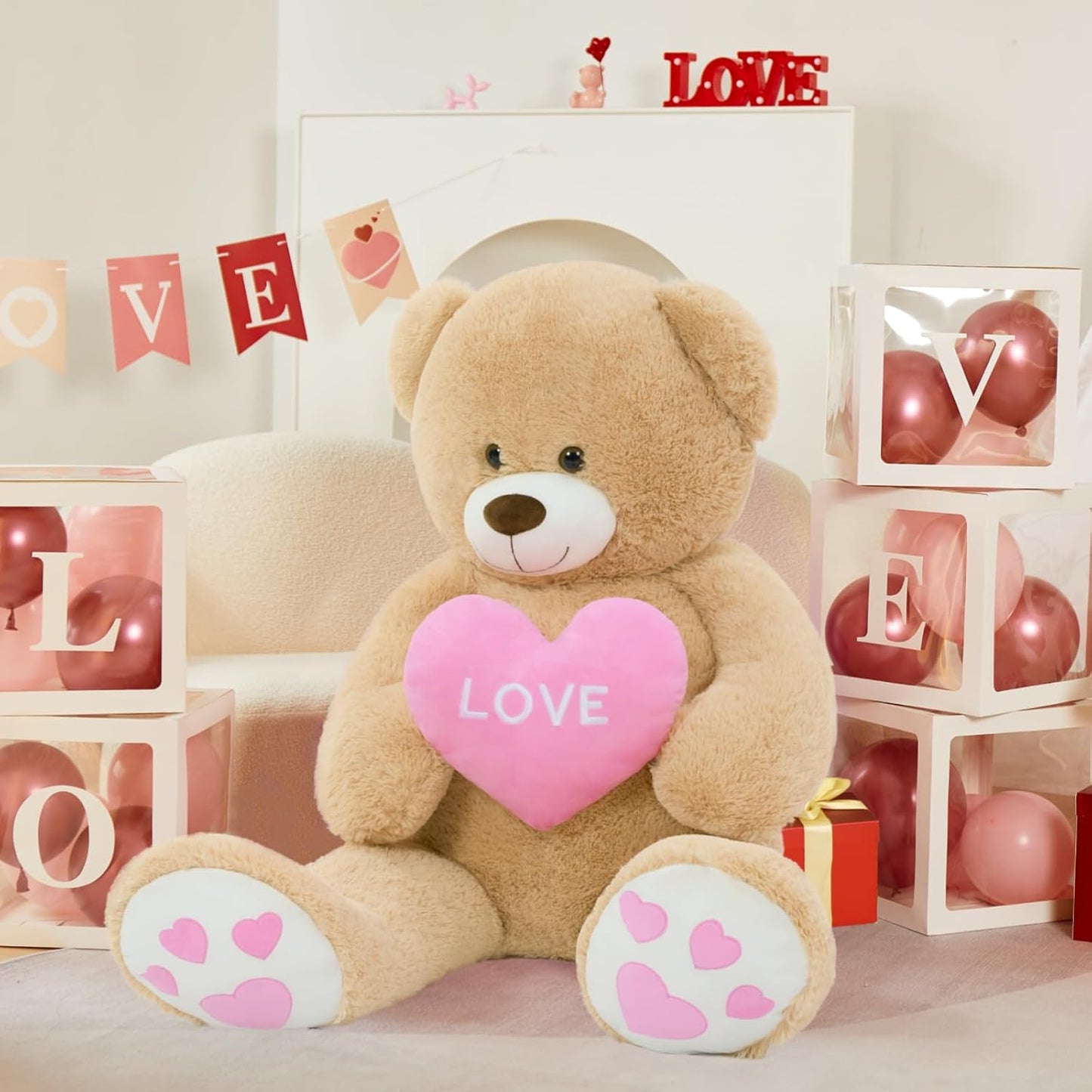 MorisMos Oso de peluche gigante con corazón de amor, 4 pies, 51 pul...