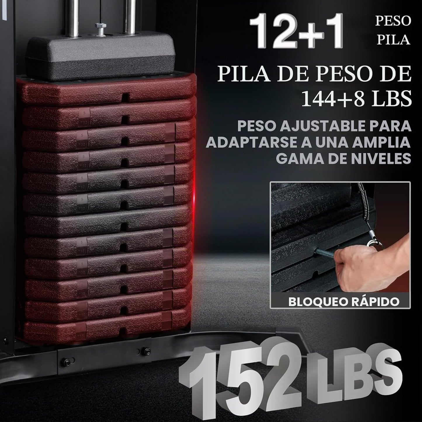 Mikolo Gimnasio en casa, estación de entrenamiento con pila de pesa...
