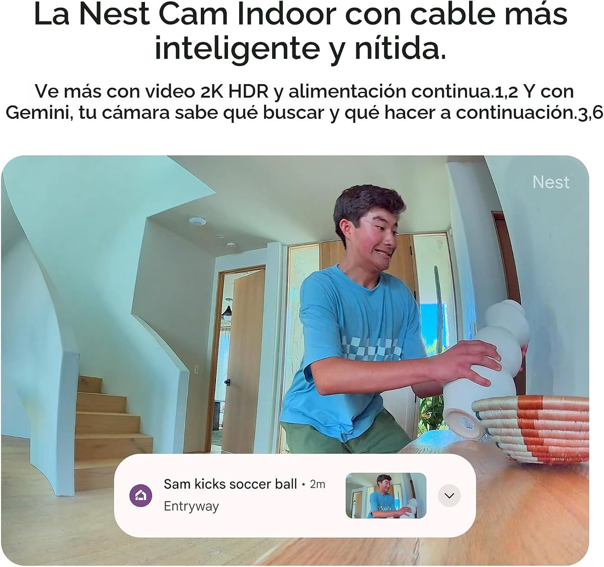 Google Nest Cam Indoor (cableada, 3ª generación) - Cámara de seguri...