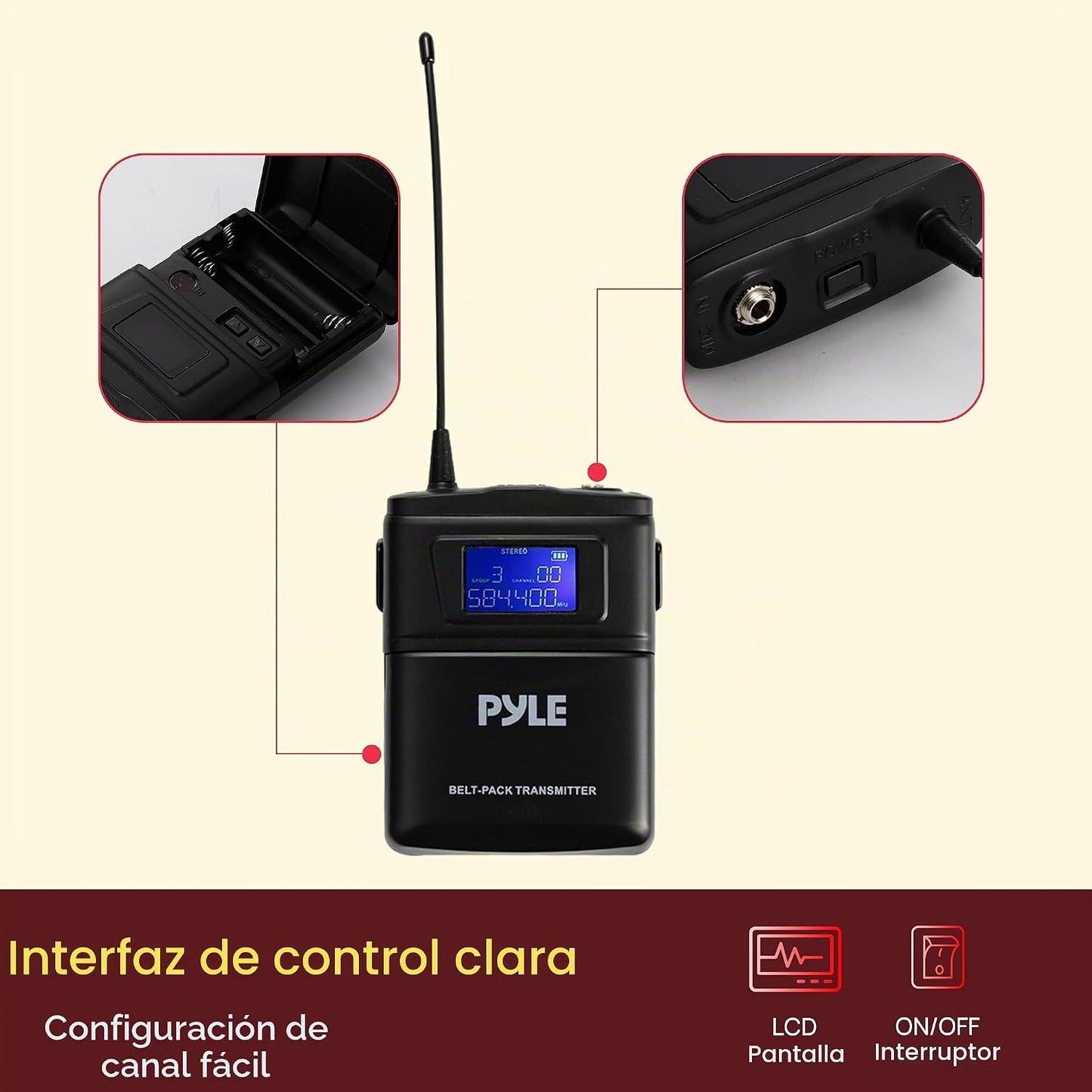 Pyle Sistema de micrófono inalámbrico UHF de 4 canales con 4 micróf...
