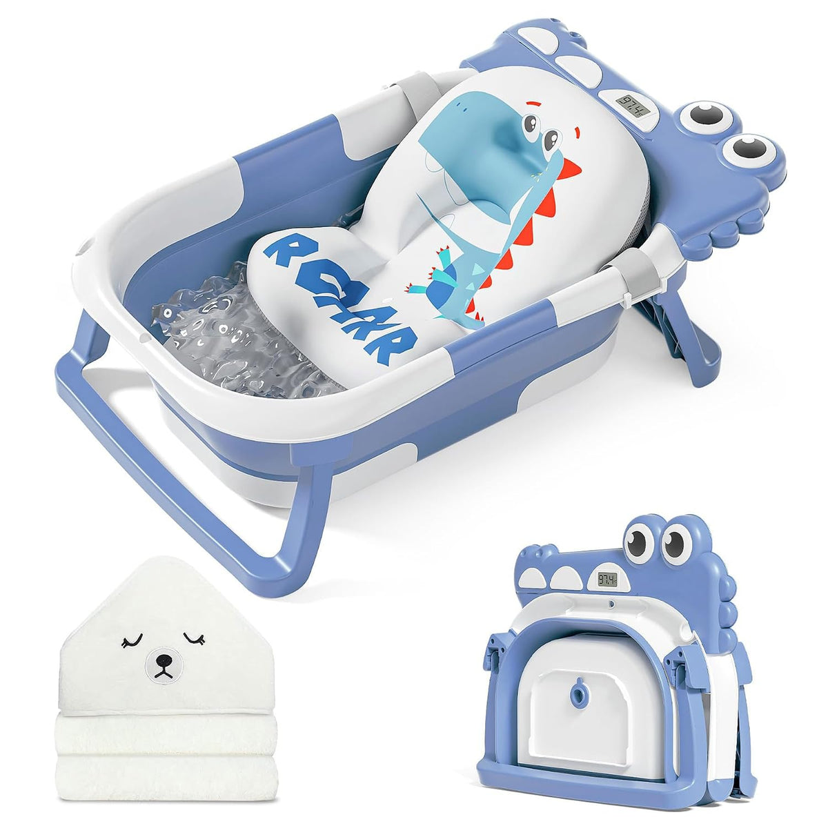 MoreFeel Bañera plegable para bebé recién nacido con termómetro y 1...