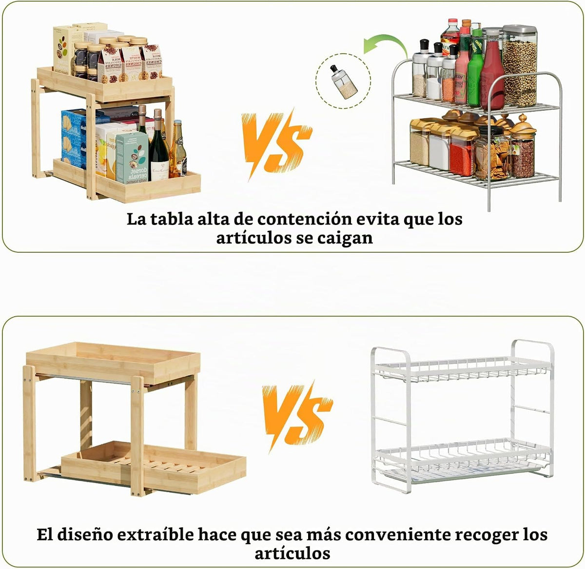 APRTAT Paquete de 2 organizadores para debajo del fregadero, almace...