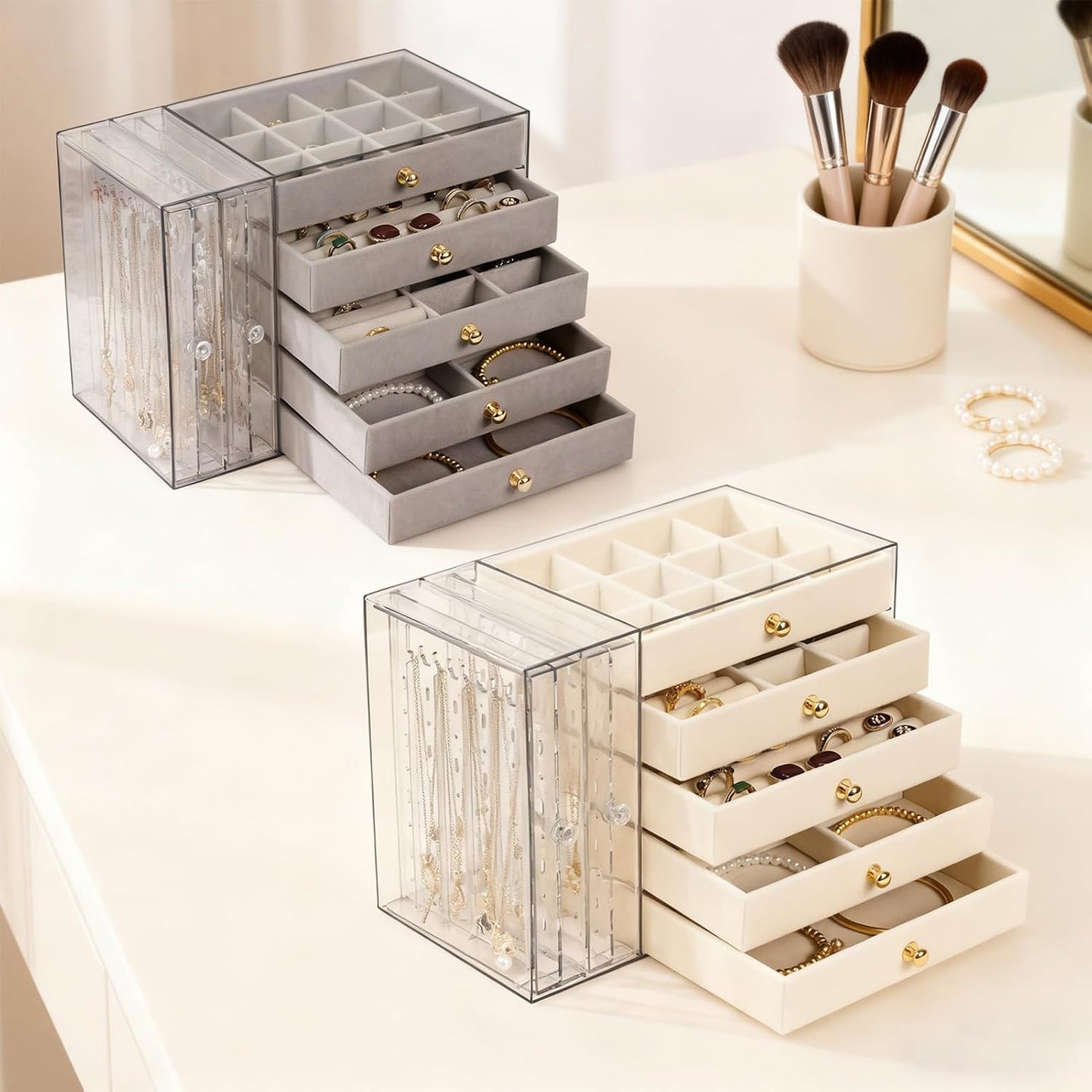 Greenfeather Organizador de joyas y almacenamiento con 7 cajones ex...
