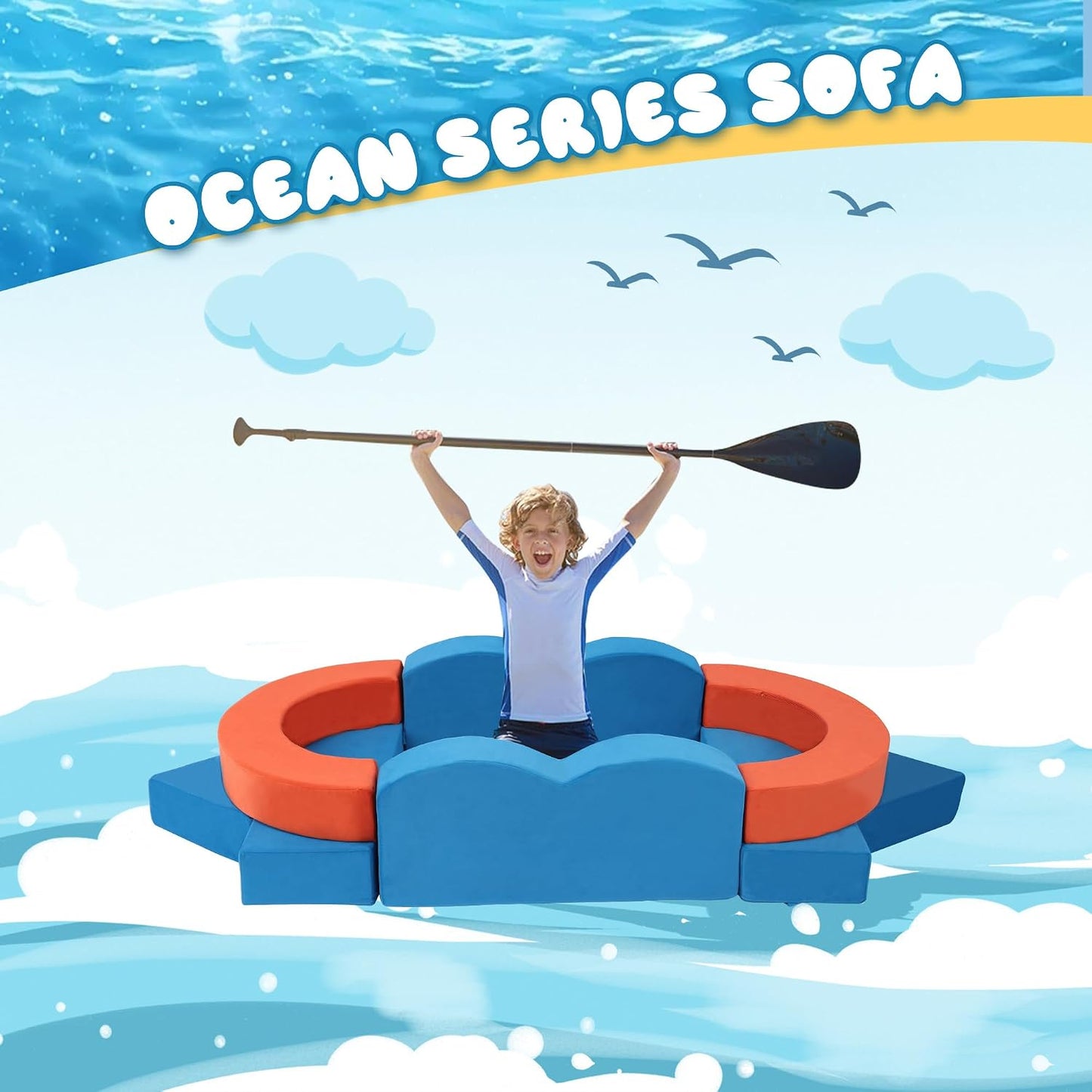 Erament Sofá de Juego Modular para Niños de 22 Piezas para Niños Pe...