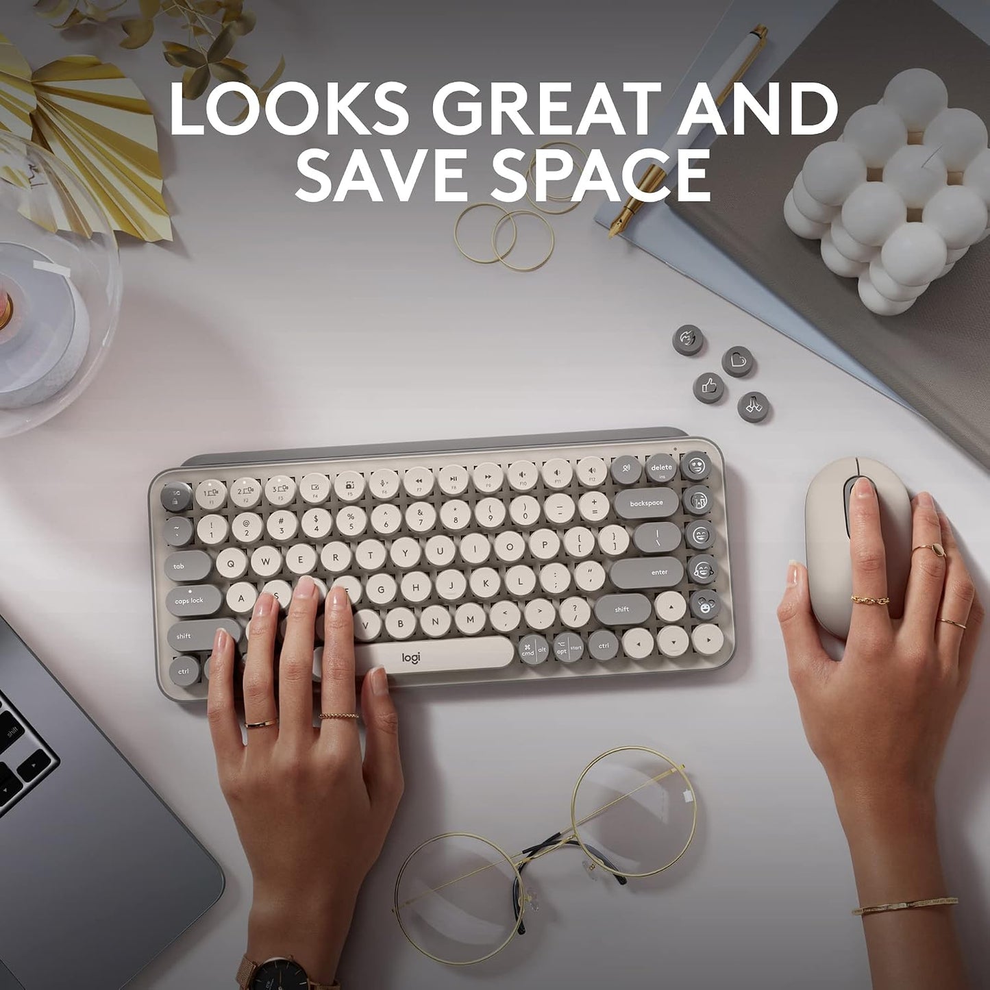 Logitech Teclado mecánico inalámbrico POP Keys con teclas Emoji - N...